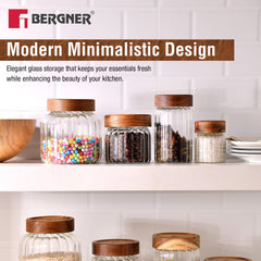 Bergner Acadia Borosiliate  Stripe Design Glass Jar (1300ml)
