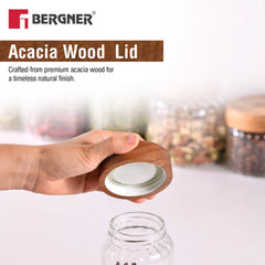 Bergner Acadia Borosiliate Stripe Design Glass Jar (550ml)