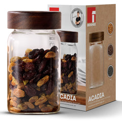 Bergner Acadia 600ml Square Borosilicate Glass Jar with Wooden Lid