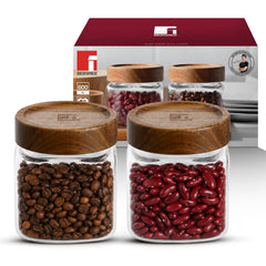 Bergner Acadia 2Pcs (600 ml each) Square Borosilicate Glass Jar with Lid