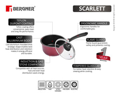 Bergner Scarlett Cast Aluminium Non-Stick Saucepan with Glass Lid (16cm)