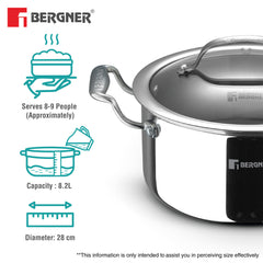 Bergner Hi-Tech Giro X Ceramic 28cm (8.2 L) Casserole - Induction Bottom