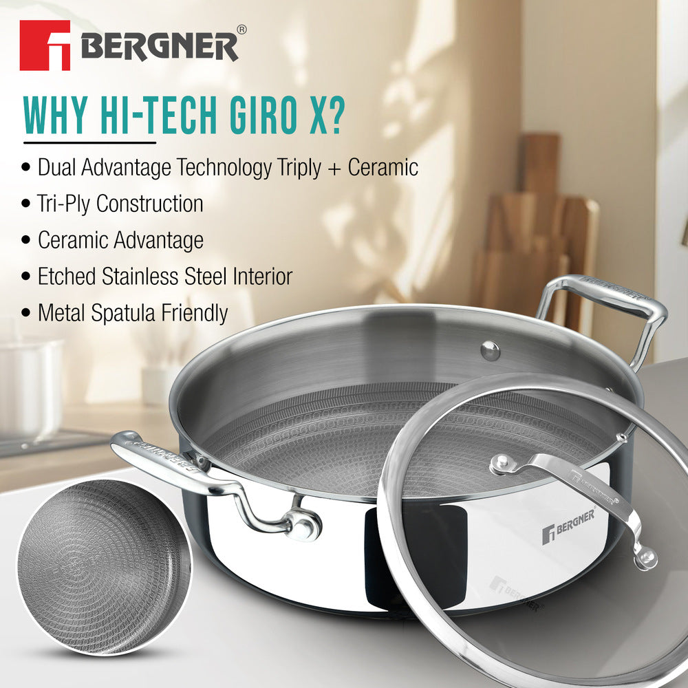 Bergner Hi-Tech Giro X Ceramic 28 cm (5.7 L) Serving Pan - Induction Bottom