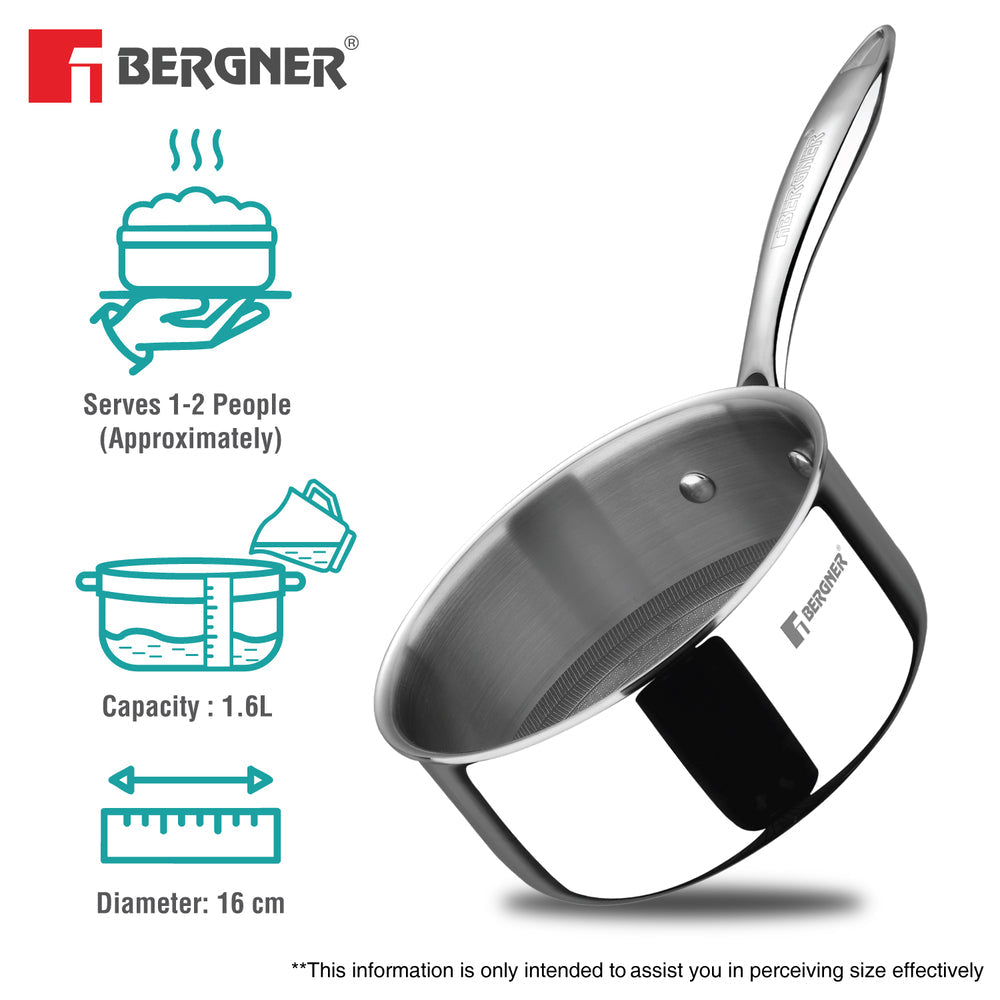 Bergner Hi-Tech Giro X Ceramic 16cm (1.6 L) Saucepan - Induction Bottom