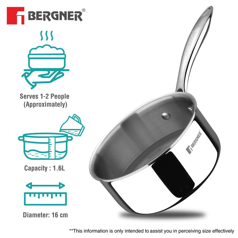 Bergner Hi-Tech Giro X Ceramic 16cm (1.6 L) Saucepan - Induction Bottom