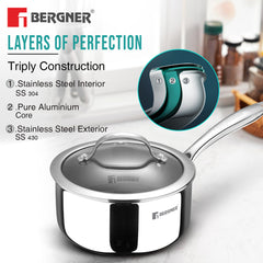 Bergner Hi-Tech Giro X Ceramic 16cm (1.6 L) Saucepan - Induction Bottom