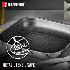 Bergner Hi-Tech Giro Tri-Ply Stainless Steel Non-Stick 24cm Grill Pan - Induction Bottom