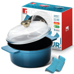 Bergner Excalibur Light Cast Iron Casserole with Lid 24cm (4L) - Blue