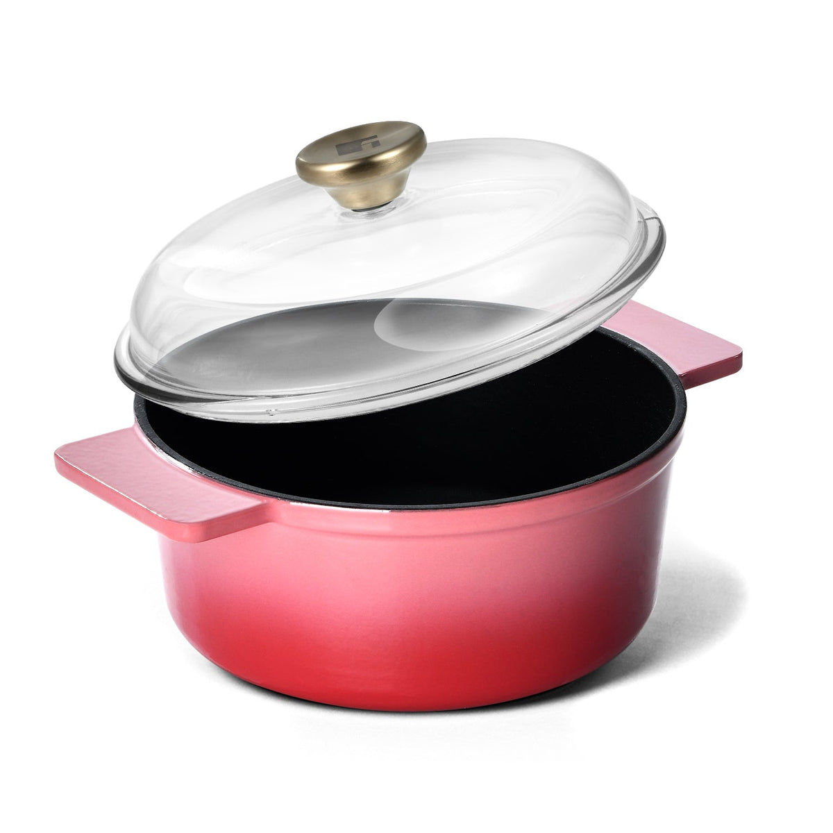 Bergner Excalibur Light Cast Iron Casserole with Lid 20cm (2.3L) - Pink