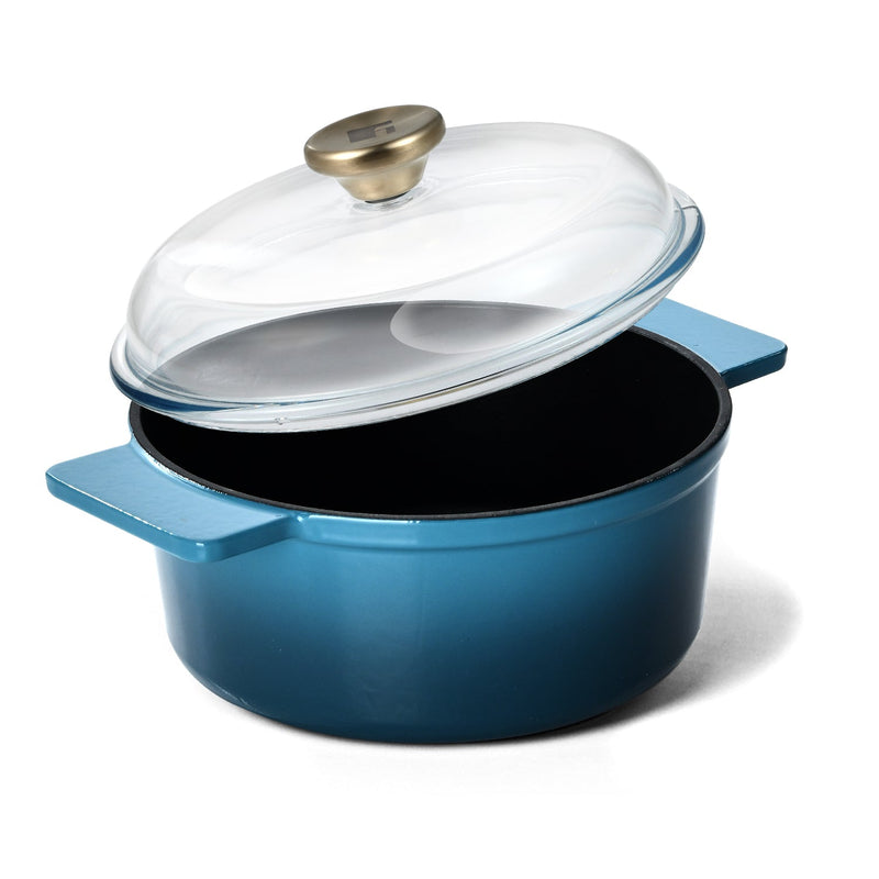 Bergner Excalibur Light Cast Iron Casserole with Lid 24cm (4L) - Blue