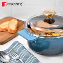 Bergner Excalibur Light Cast Iron Casserole with Lid 24cm (4L) - Blue