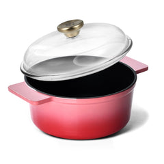 Bergner Excalibur Light Cast Iron Casserole with Lid 24cm (4L) - Pink