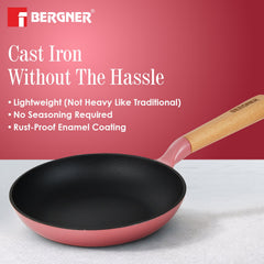 Bergner Excalibur Light Cast Iron Frypan 18cm - Induction Bottom, Pink