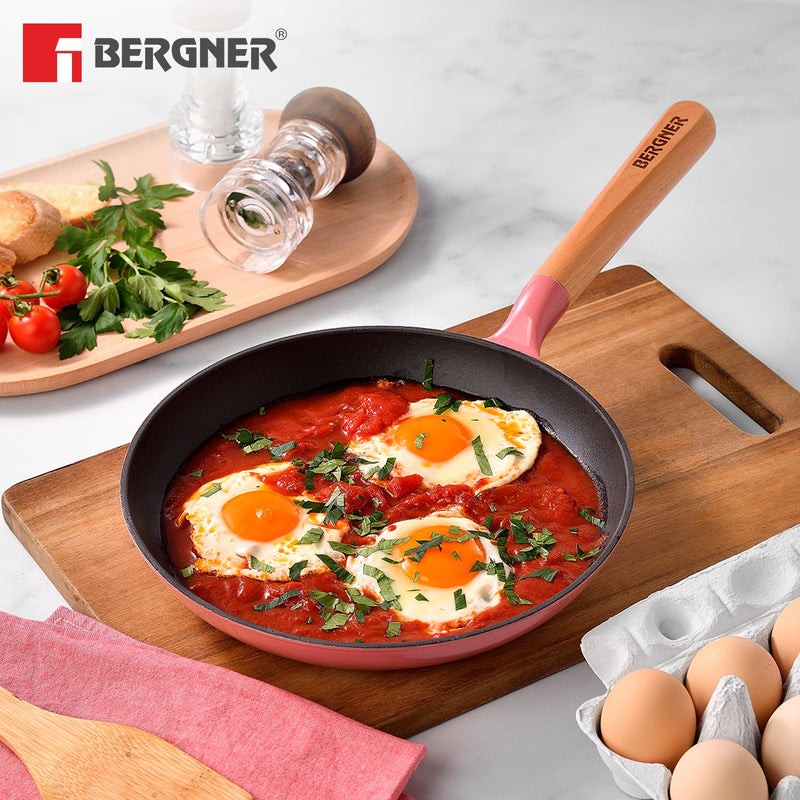 Bergner Excalibur Light Cast Iron Frypan 18cm - Induction Bottom, Pink