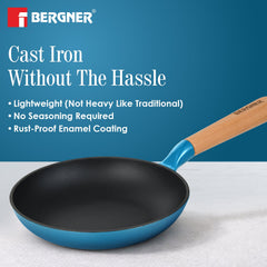 Bergner Excalibur Light Cast Iron Frypan 20cm - Induction Bottom, Blue