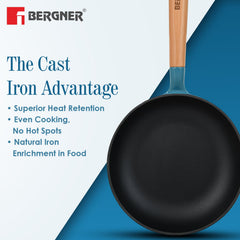 Bergner Excalibur Light Cast Iron Frypan 20cm - Induction Bottom, Blue