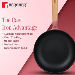 Bergner Excalibur Light Cast Iron Frypan 20cm - Induction Bottom, Pink