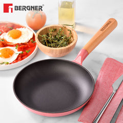 Bergner Excalibur Light Cast Iron Frypan 20cm - Induction Bottom, Pink