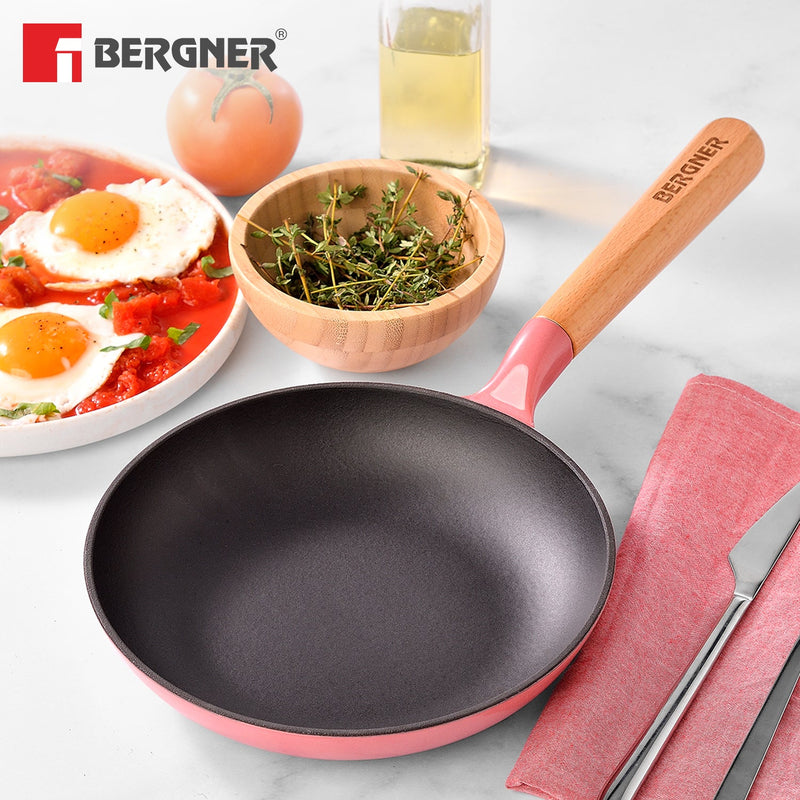 Bergner Excalibur Light Cast Iron Frypan 20cm - Induction Bottom, Pink