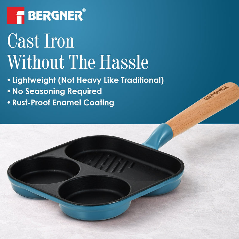 Bergner Excalibur Light Cast Iron 18cm Breakfast Pan - Induction Bottom, Blue