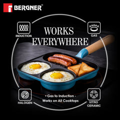 Bergner Excalibur Light Cast Iron 18cm Breakfast Pan - Induction Bottom, Blue
