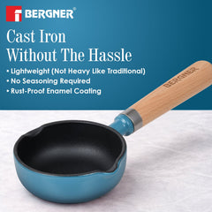 Bergner Excalibur Light Cast Iron 12cm / 200ml Tadkapan - Induction Bottom, Blue