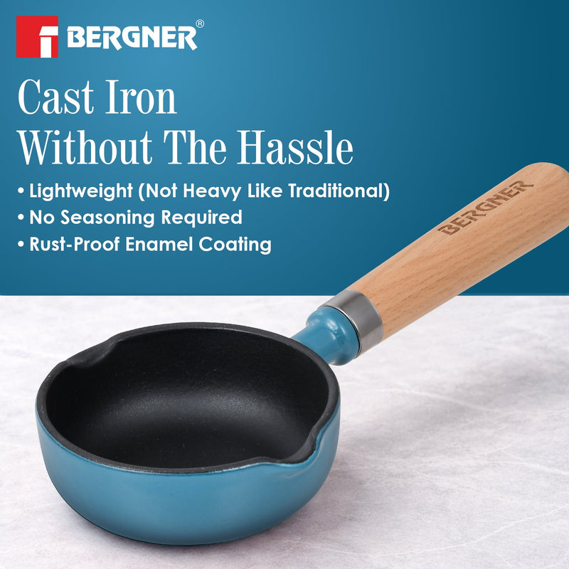 Bergner Excalibur Light Cast Iron 12cm / 200ml Tadkapan - Induction Bottom, Blue