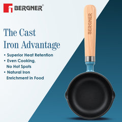 Bergner Excalibur Light Cast Iron 12cm / 200ml Tadkapan - Induction Bottom, Blue