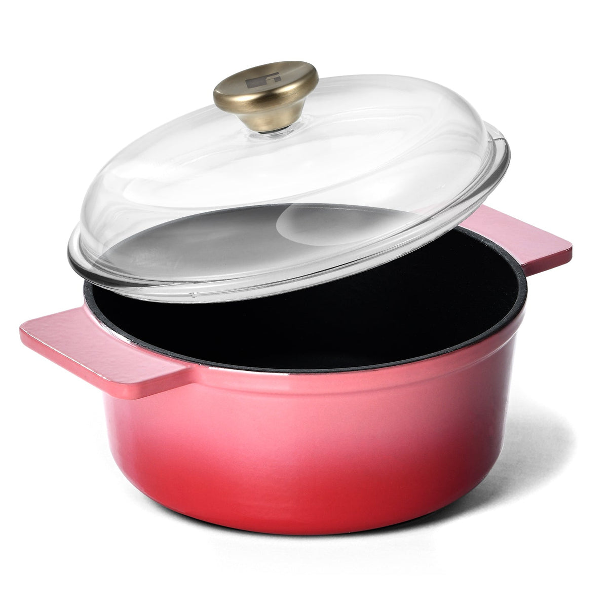 Bergner Excalibur Light Cast Iron 26cm (5L) Casserole with Lid - Pink