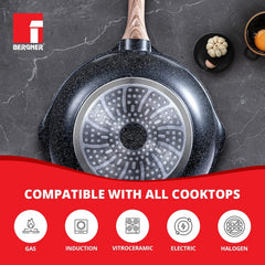 Bergner Ultimate ILag Marble Non-Stick Wok 30cm, 4.6 L - Induction Bottom
