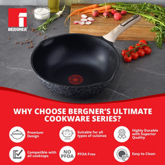 Bergner Ultimate ILag Marble Non-Stick Wok 30cm, 4.6 L - Induction Bottom