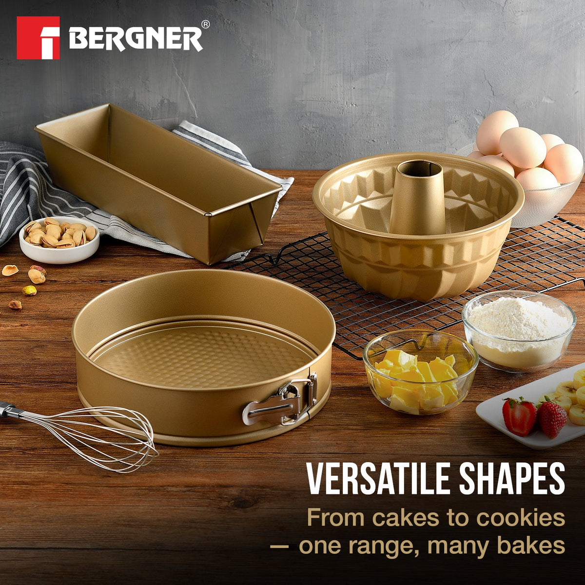 Bergner Cento Carbon Steel 3 Pcs Bakeware Set