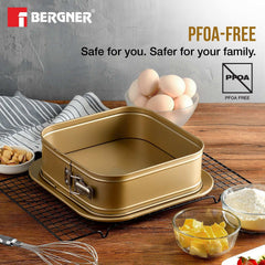 Bergner Cento Carbon Steel Square Springfrom Pan 24x24cm