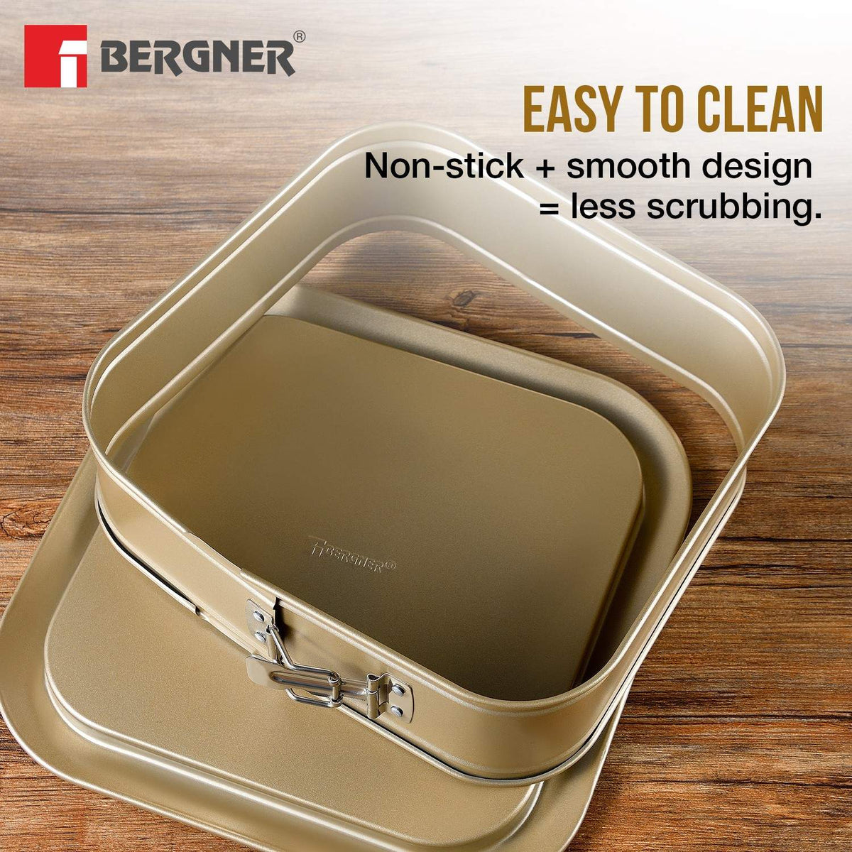 Bergner Cento Carbon Steel Square Springfrom Pan 24x24cm