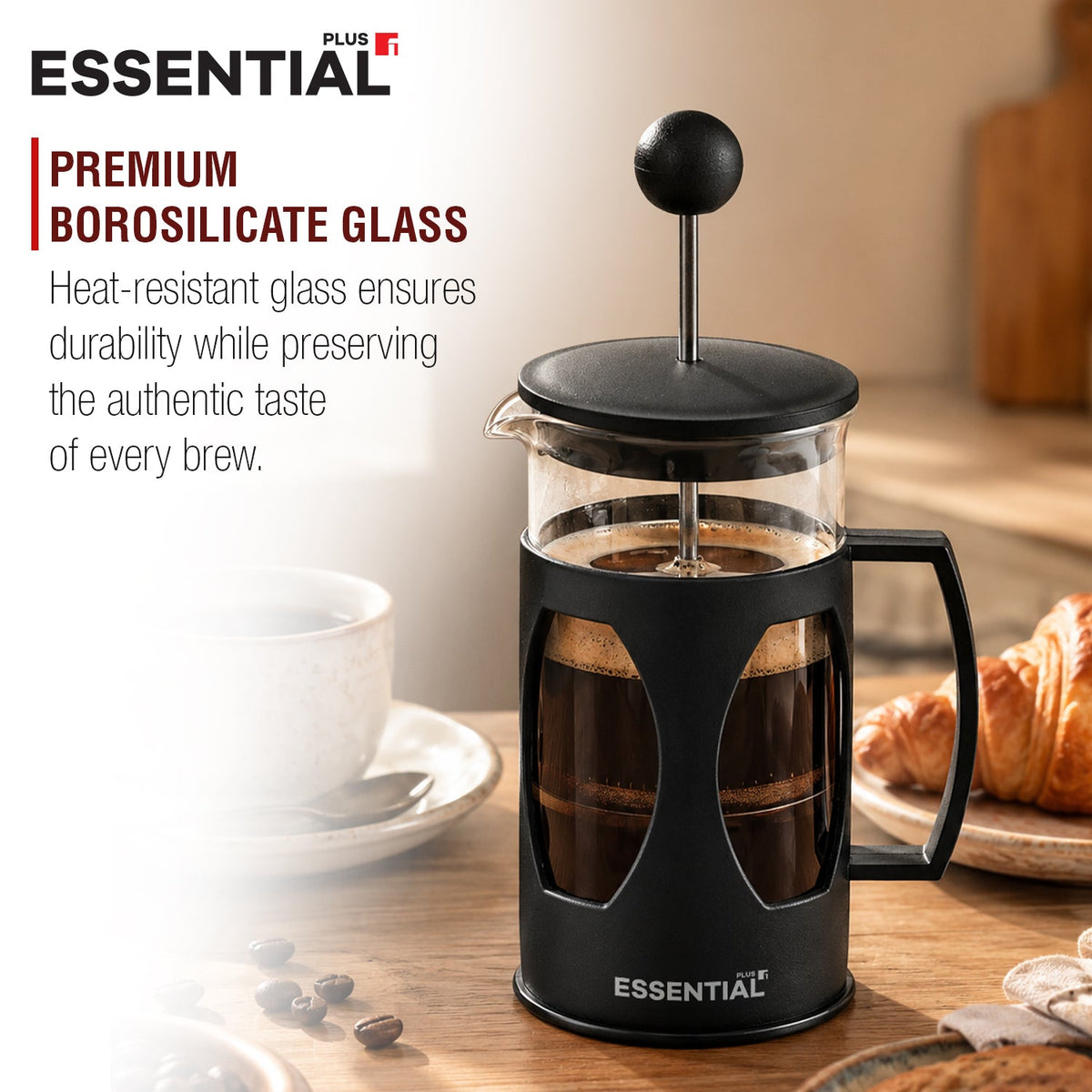 Bergner Essential Plus Borosilicate Glass 350 ml French Press (Coffee Plunger)