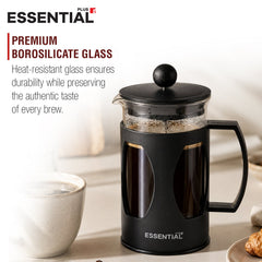 Bergner Essential Plus Borosilicate Glass 600 ml French Press (Coffee Plunger)