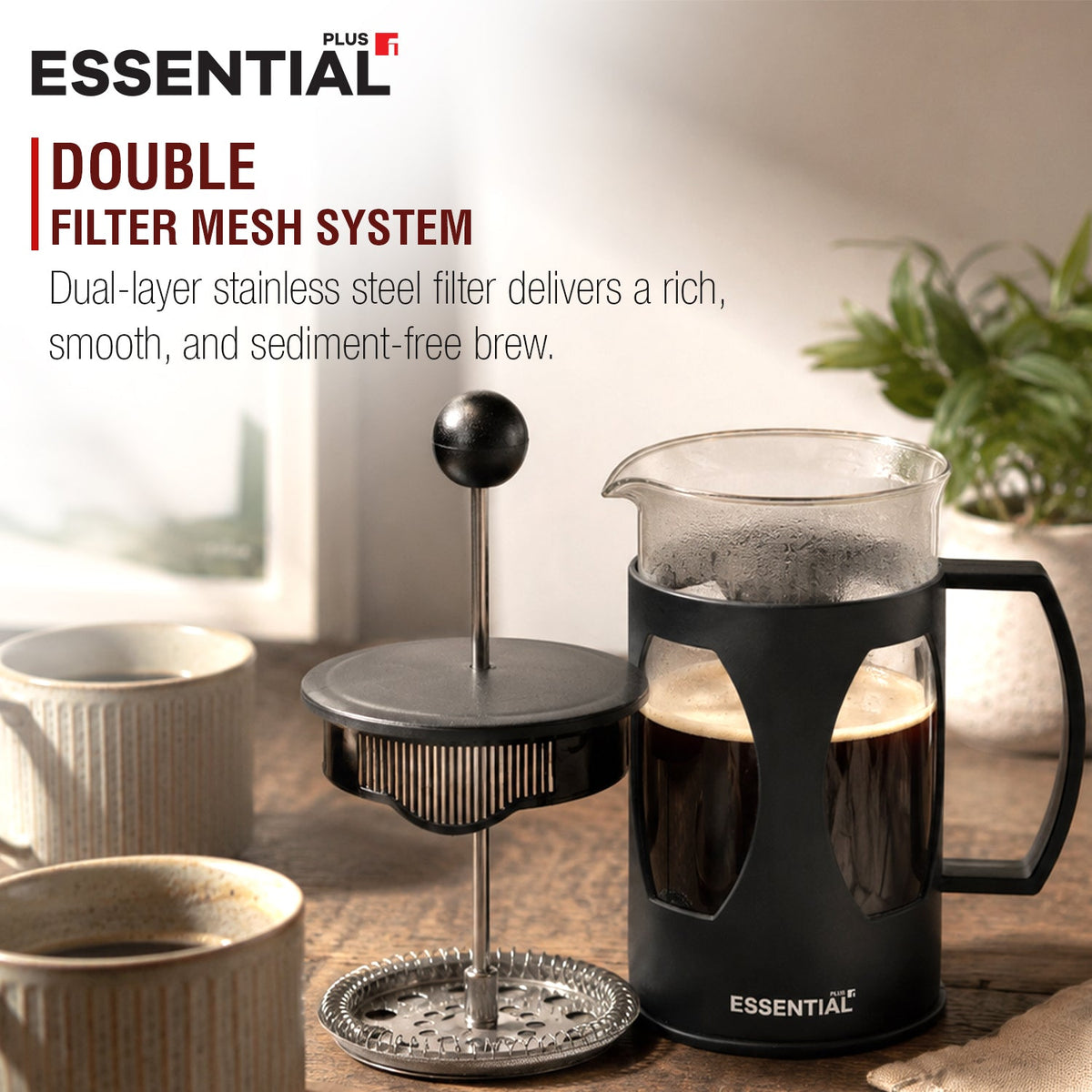 Bergner Essential Plus Borosilicate Glass 600 ml French Press (Coffee Plunger)