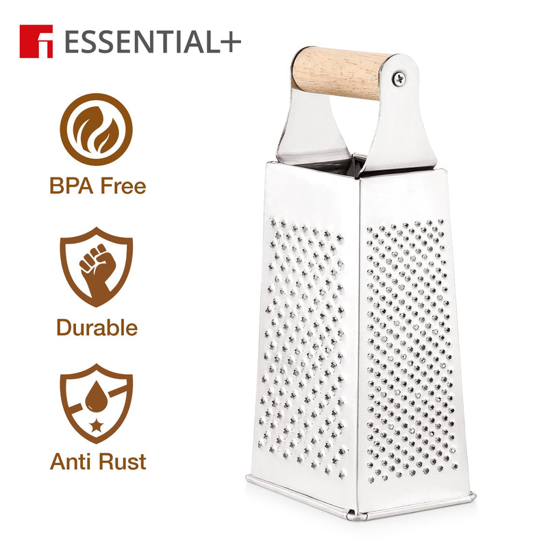 Bergner Essential Plus Stainless Steel 4 Sided Multi Function Grater with wood handle