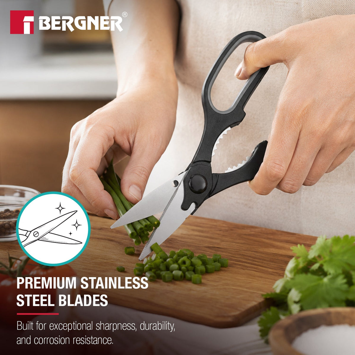 Bergner Essential Plus Multi Purpose Stainless Steel Scissor 21cm