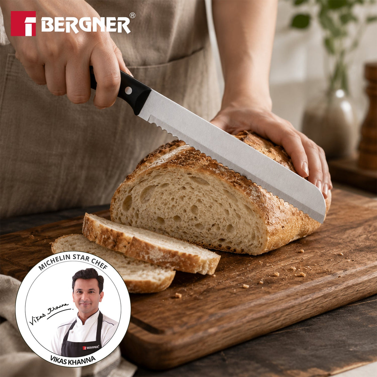 Bergner Essential Plus Stainless Steel Bread Knife 19.8cm