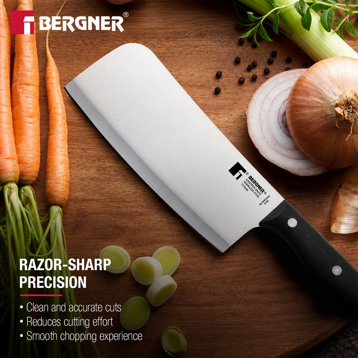 Bergner Essential Plus Stainless Steel Chopper Knife 17.5cm
