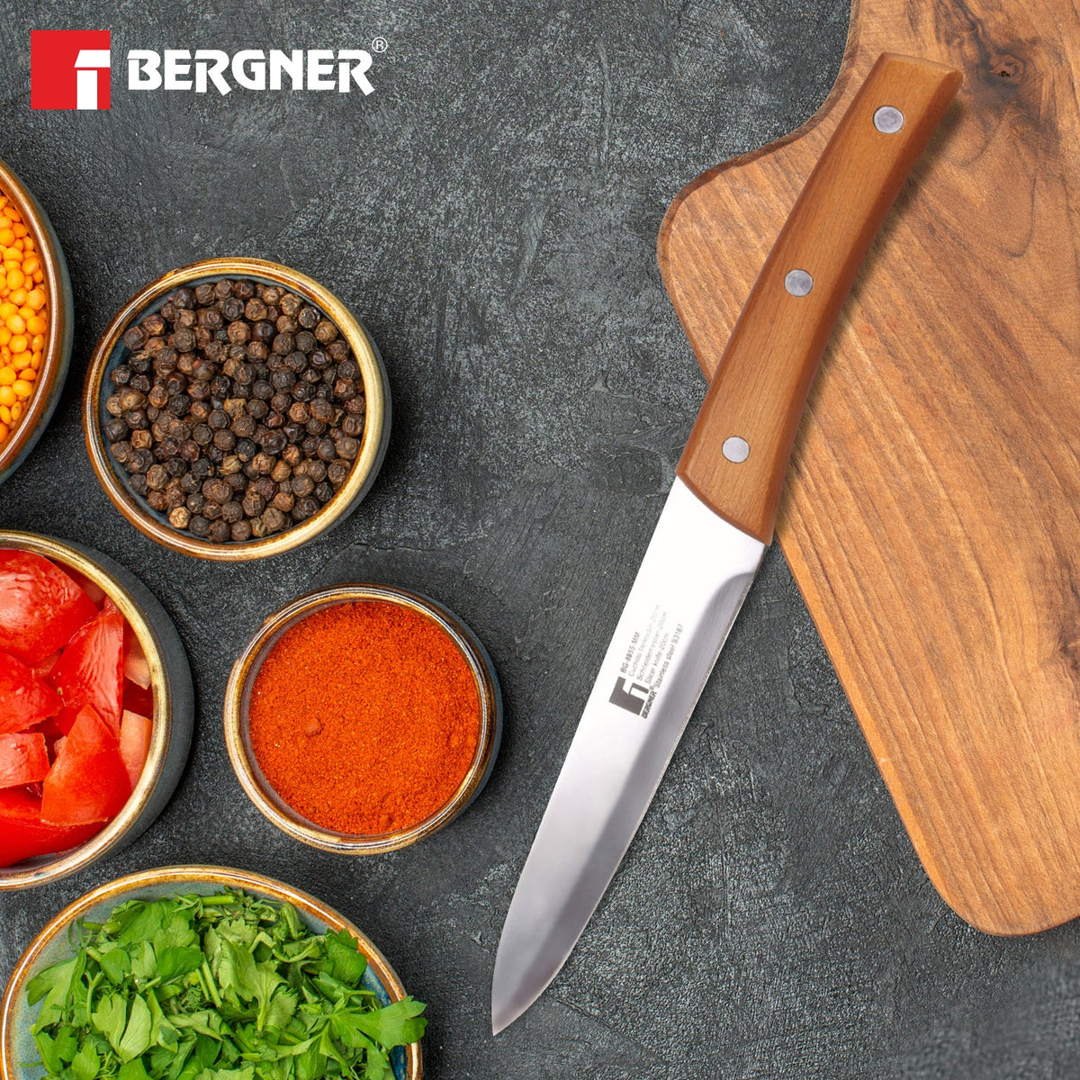 Bergner Natural Stainless Steel 20cm Slicer Kitchen Knife
