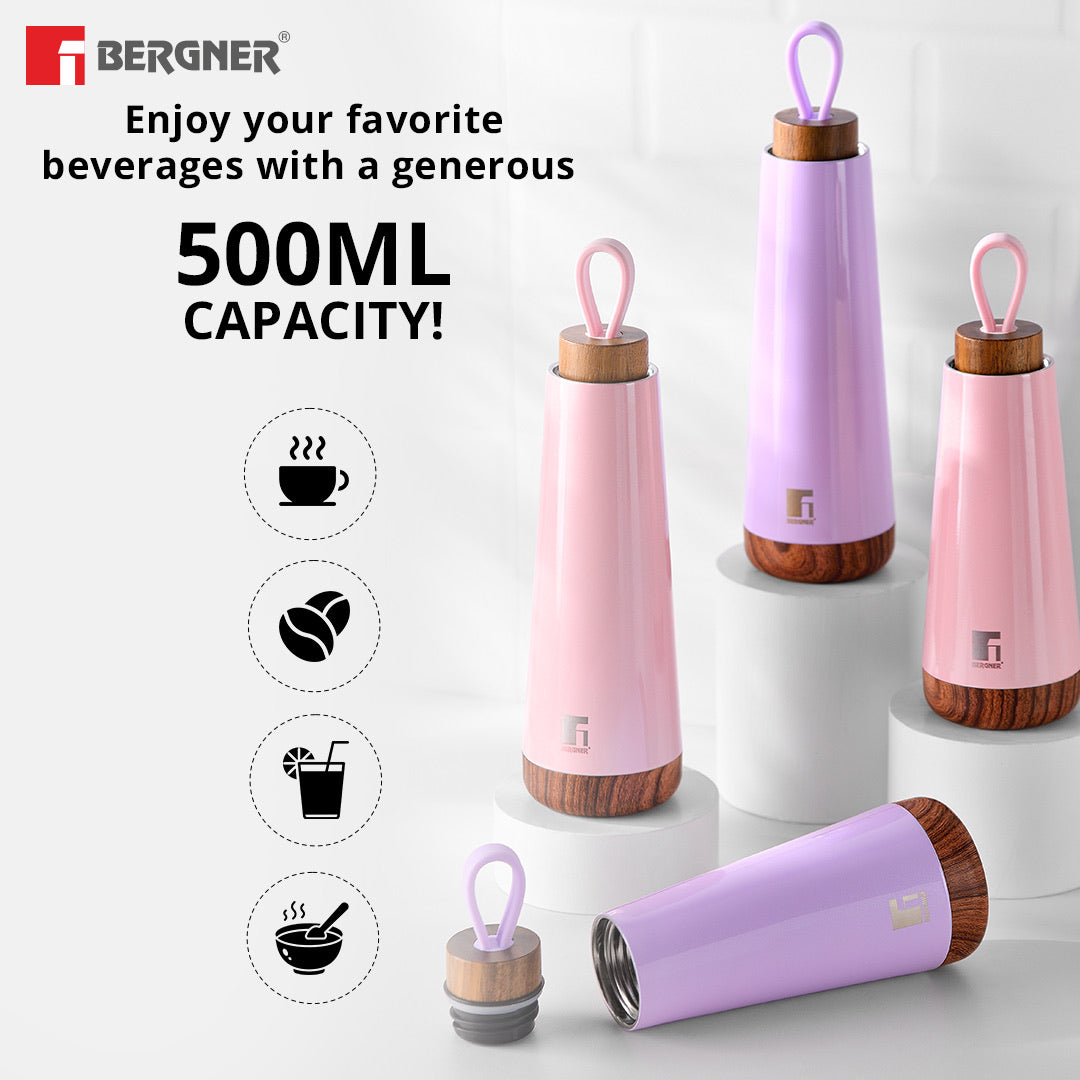 Bergner Walking Fairy Fountain Thermosteel Hot and Cold 500ml Flask - Purple