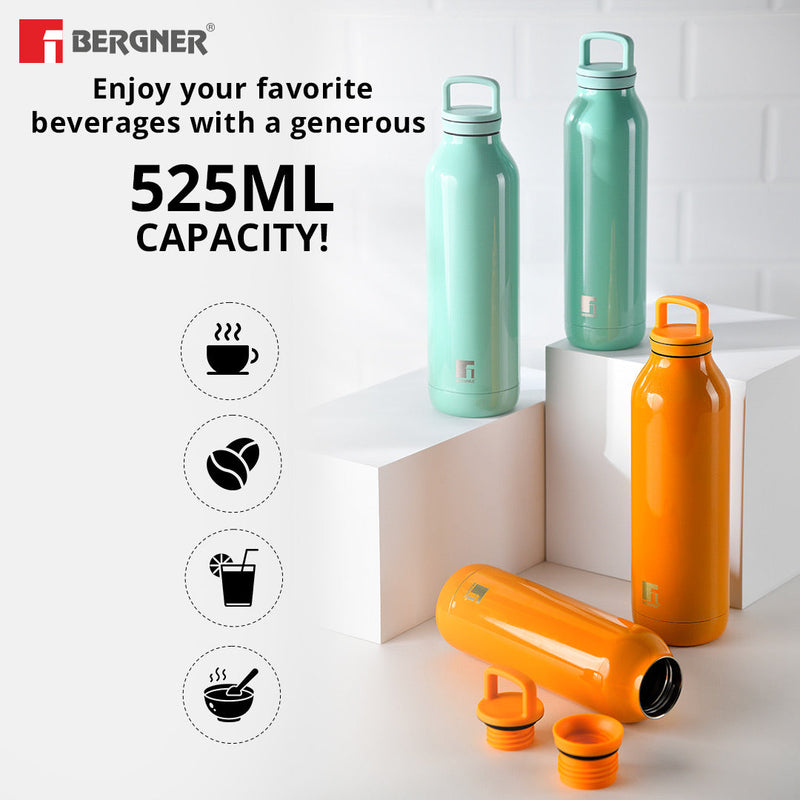 Bergner Walking Daisy Droplet Thermosteel Hot and Cold 525ml Flask - Green