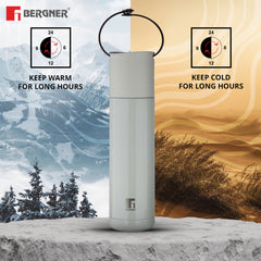 Bergner Walking Curv & Carry Thermosteel Hot and Cold 500ml Flask - White