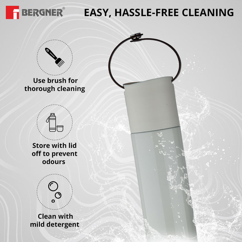 Bergner Walking Curv & Carry Thermosteel Hot and Cold 500ml Flask - White