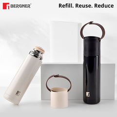 Bergner Walking Curv & Carry Thermosteel Hot and Cold 500ml Flask - White