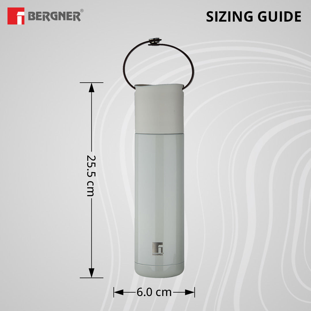 Bergner Walking Curv & Carry Thermosteel Hot and Cold 500ml Flask - White
