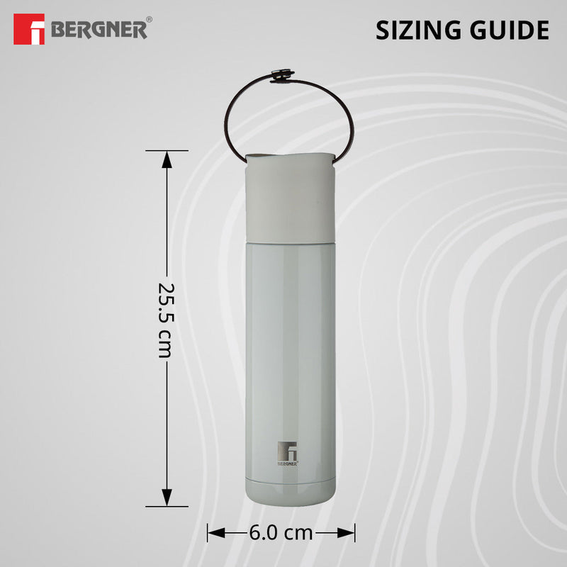 Bergner Walking Curv & Carry Thermosteel Hot and Cold 500ml Flask - White