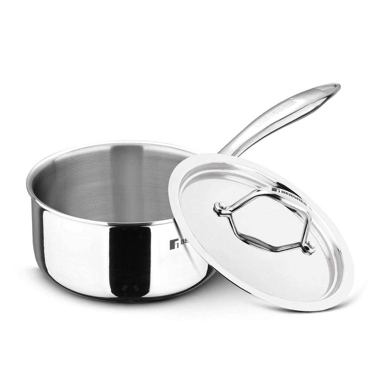Bergner Argent 20cm Triply Saucepan/ Teapan with Lid with Stay Cool Cast Handle